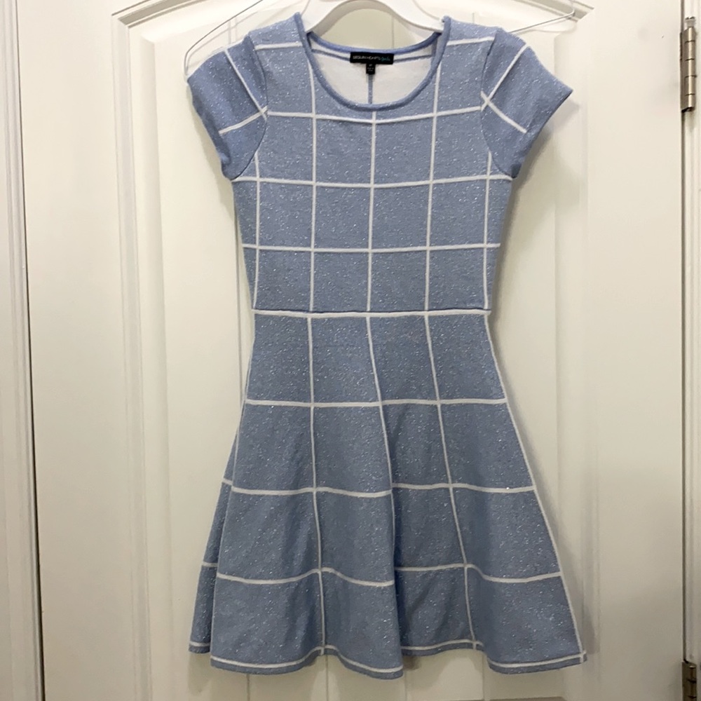Blue and white dress